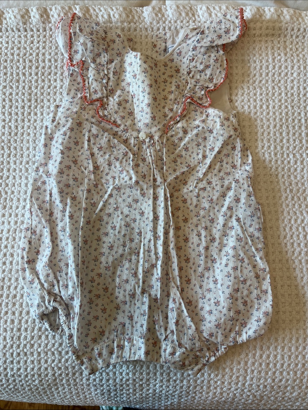 Tartine et Chocolat Cream Floral Ruffle Baby One-Piece